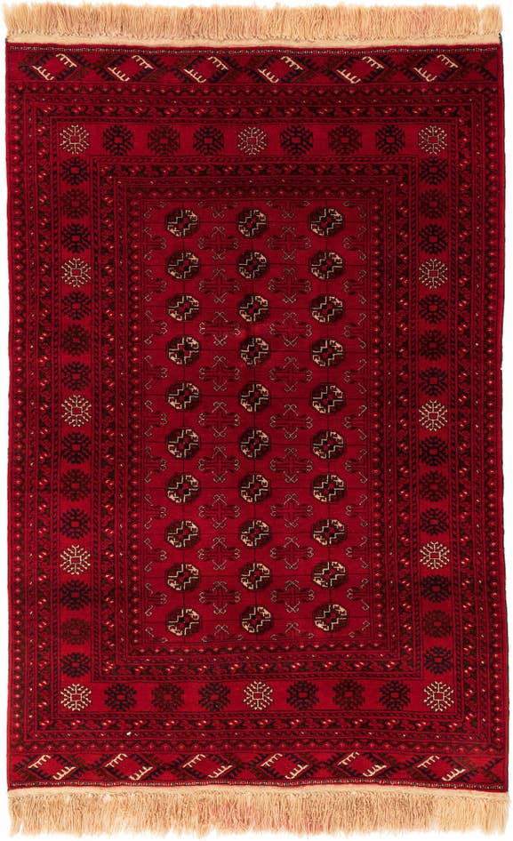 Detail image of 4' x 6' 2 Hand Knotted Afghan Akhche Wool Rug