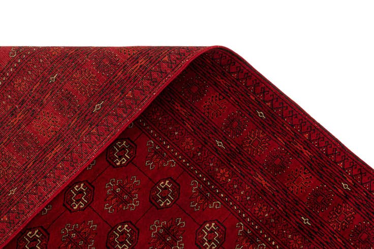 Detail image of 4' 1 x 6' 3 Hand Knotted Afghan Akhche Wool Rug