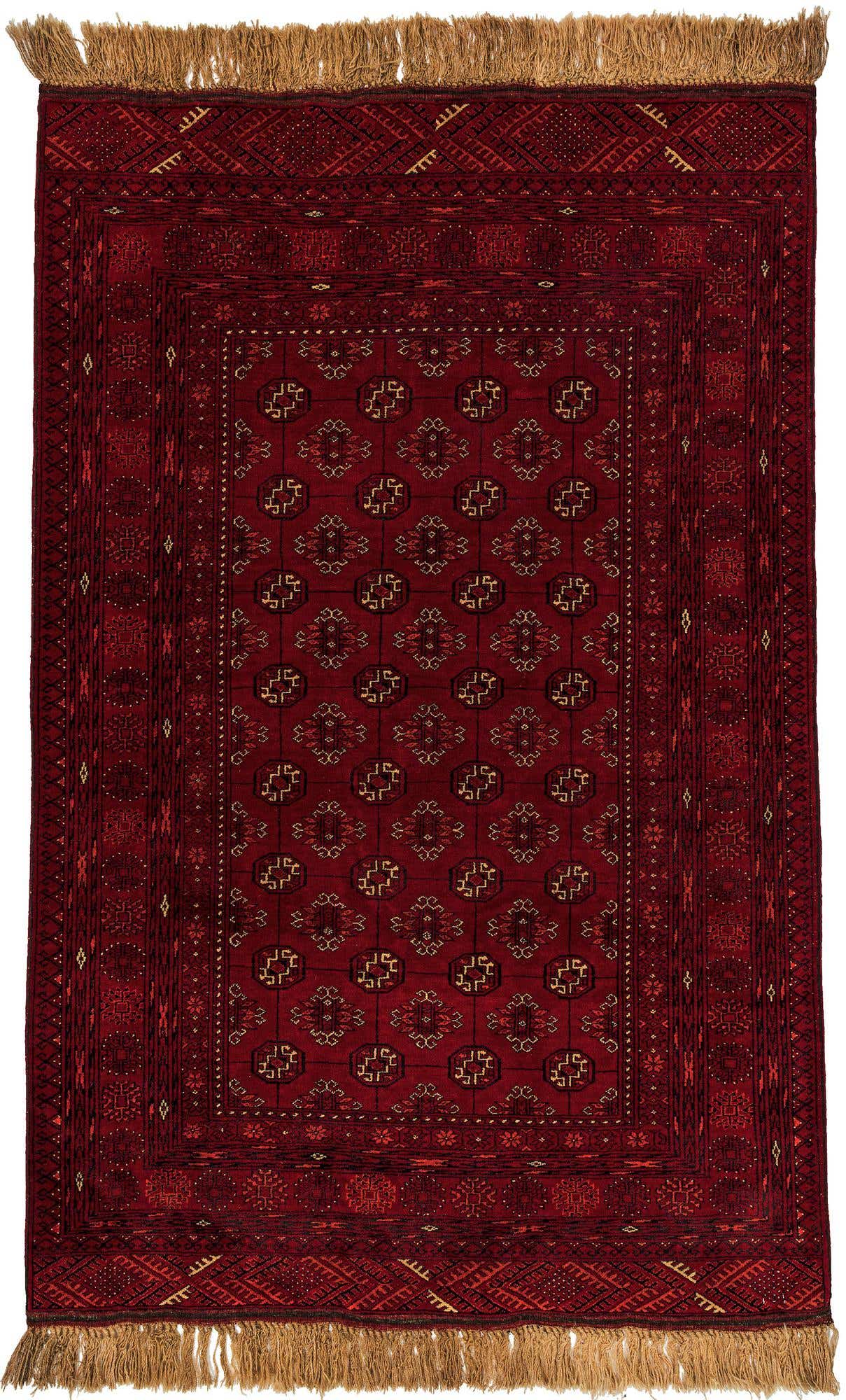 4' 1 x 6' 3 Hand Knotted Afghan Akhche Wool Rug