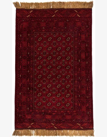 4' 1 x 6' 3 Hand Knotted Afghan Akhche Wool Rug