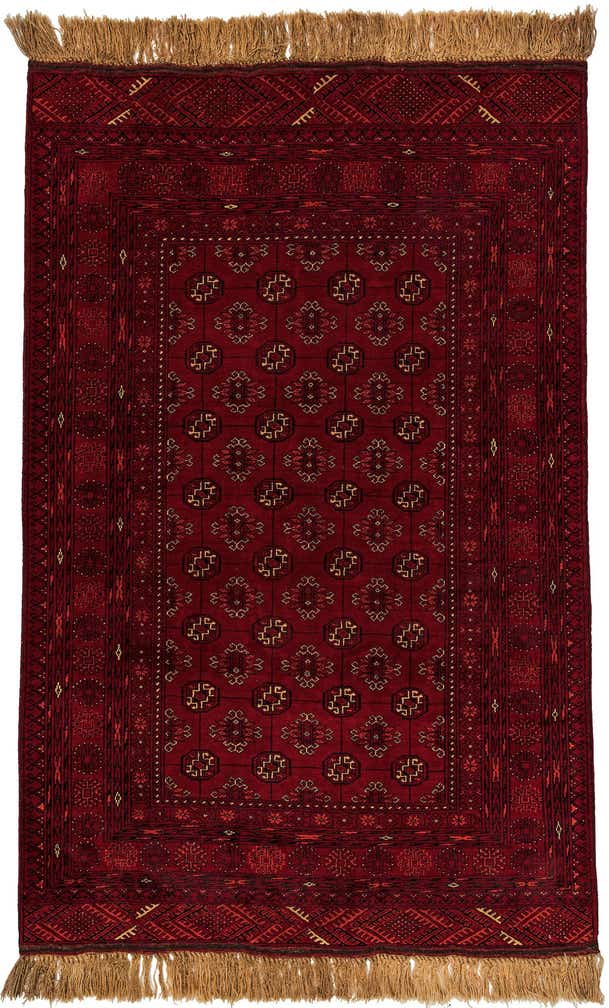 4' 1 x 6' 3 Hand Knotted Afghan Akhche Wool Rug