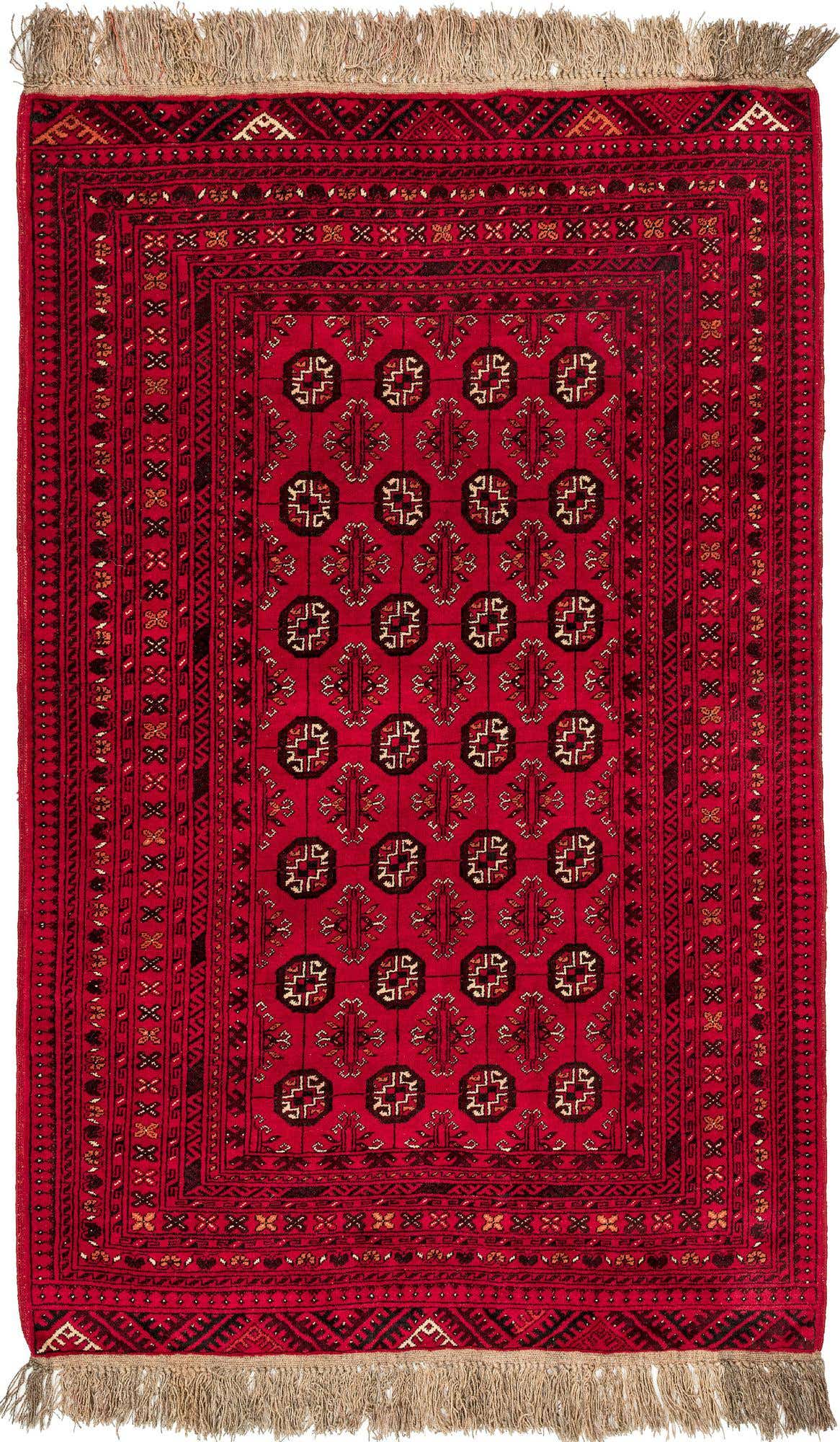 4' x 6' 2 Hand Knotted Afghan Akhche Wool Rug