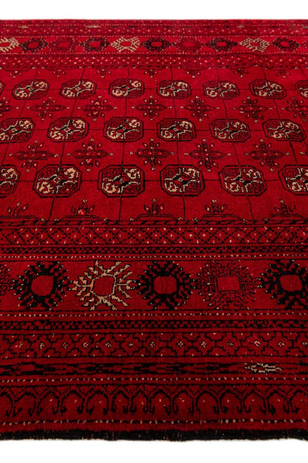 Detail image of 4' 2 x 6' 5 Hand Knotted Afghan Akhche Wool Rug