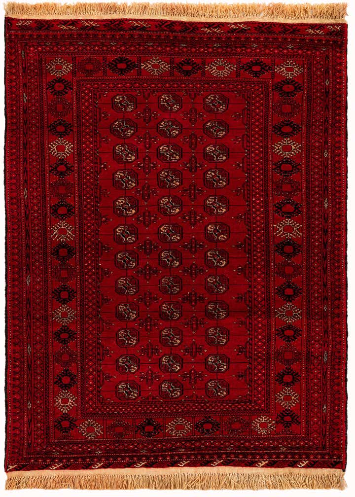 4' 2 x 6' 5 Hand Knotted Afghan Akhche Wool Rug