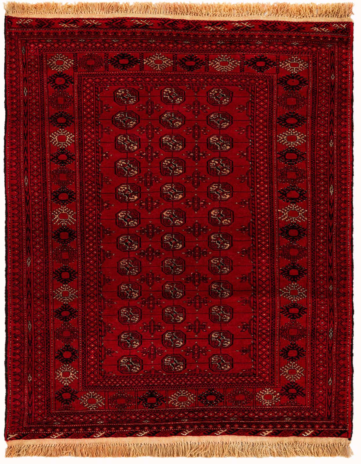 4' 2 x 6' 5 Hand Knotted Afghan Akhche Wool Rug