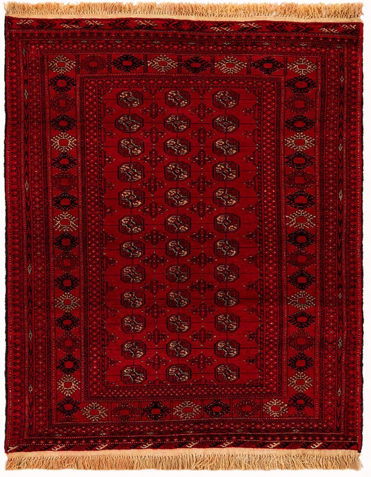 Detail image of 4' 2 x 6' 5 Hand Knotted Afghan Akhche Wool Rug