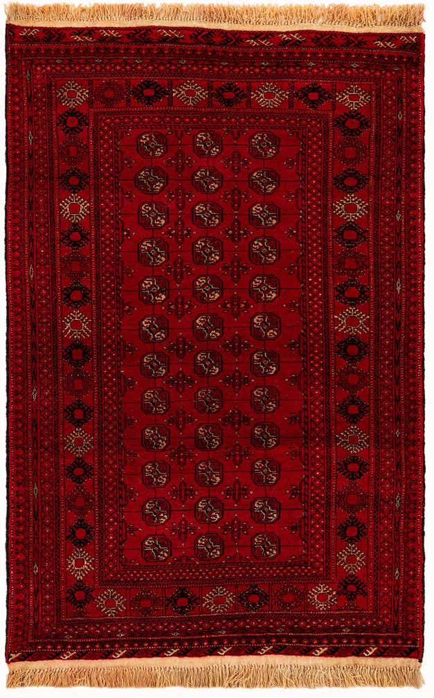 4' 2 x 6' 5 Hand Knotted Afghan Akhche Wool Rug