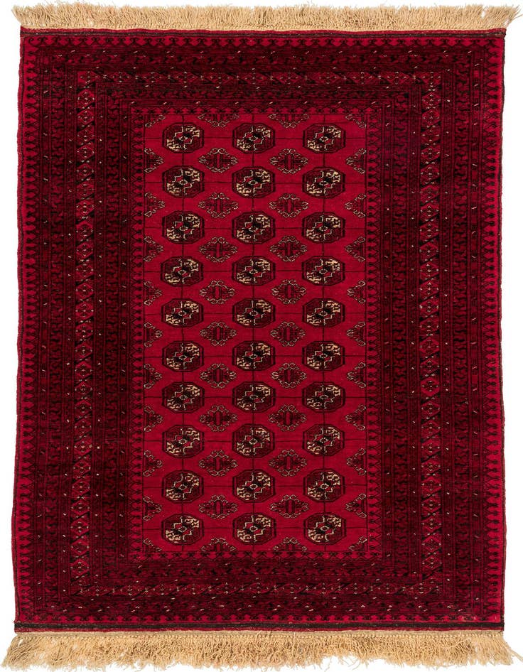 Detail image of 4' 2 x 6' 10 Hand Knotted Afghan Akhche Wool Rug