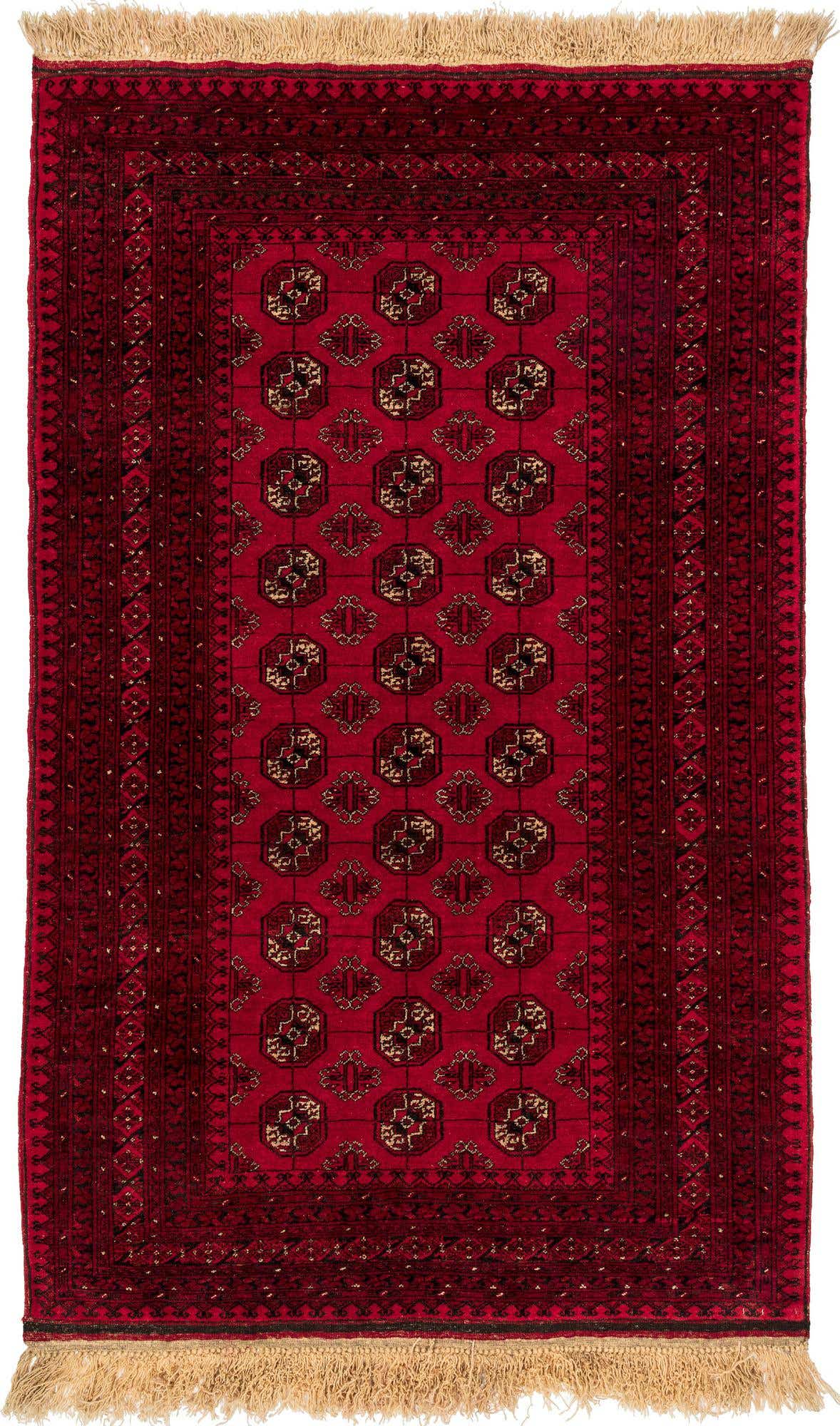 4' 2 x 6' 10 Hand Knotted Afghan Akhche Wool Rug