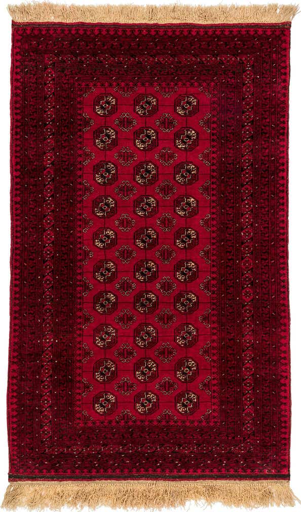 4' 2 x 6' 10 Hand Knotted Afghan Akhche Wool Rug