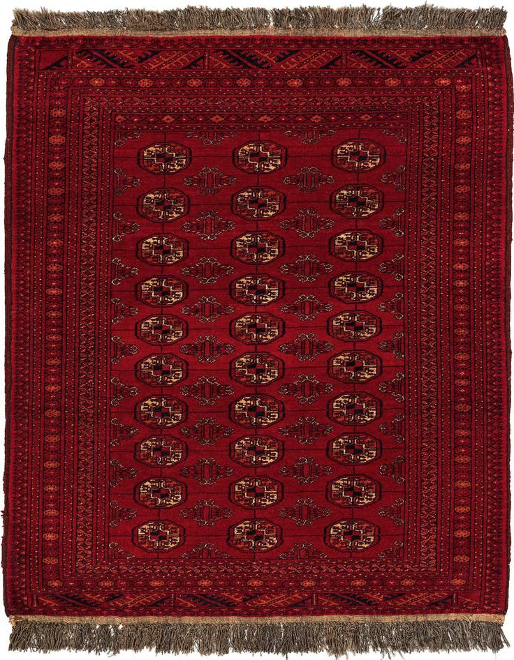 Detail image of 4' 6 x 6' 4 Hand Knotted Afghan Akhche Wool Rug