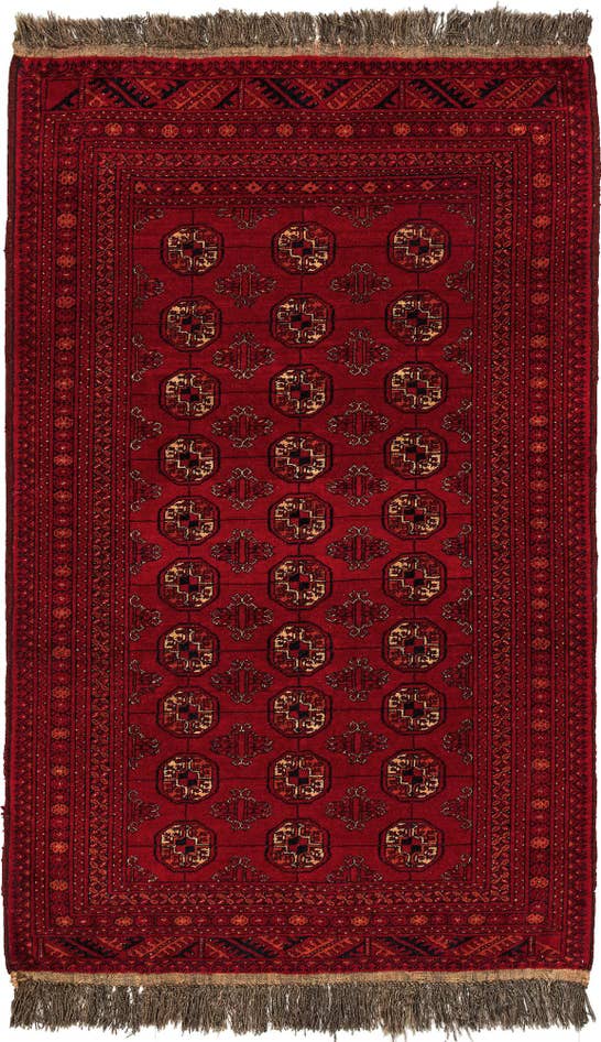 Detail image of 4' 6 x 6' 4 Hand Knotted Afghan Akhche Wool Rug