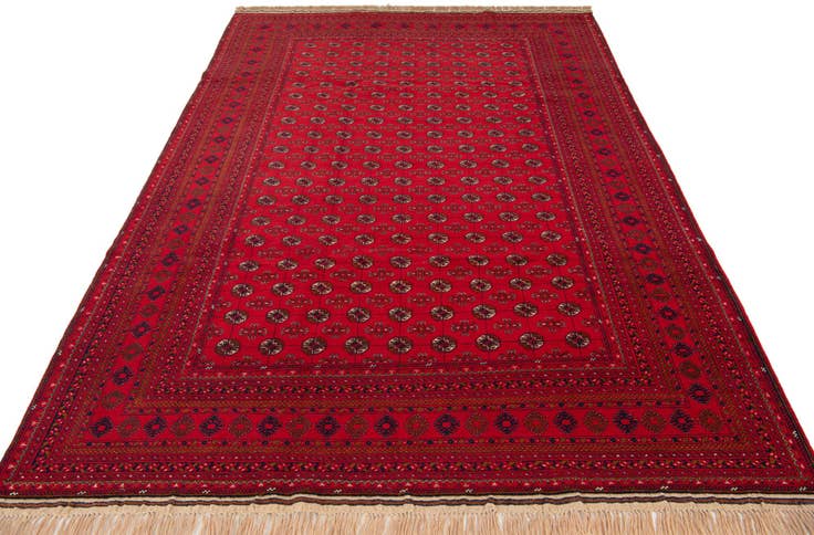 Detail image of 6' 6 x 10' 2 Hand Knotted Afghan Akhche Oriental Wool Rug