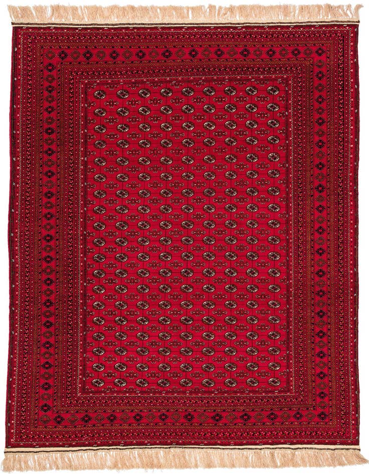 Detail image of 6' 6 x 10' 2 Hand Knotted Afghan Akhche Oriental Wool Rug