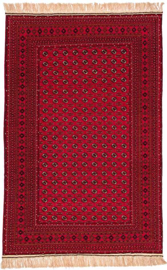 Detail image of 6' 6 x 10' 2 Hand Knotted Afghan Akhche Oriental Wool Rug
