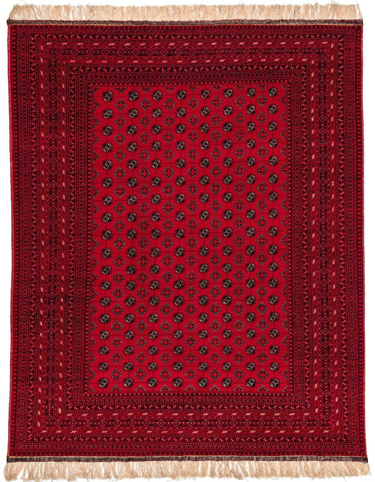 Detail image of 6' 6 x 10' 1 Hand Knotted Afghan Akhche Oriental Wool Rug