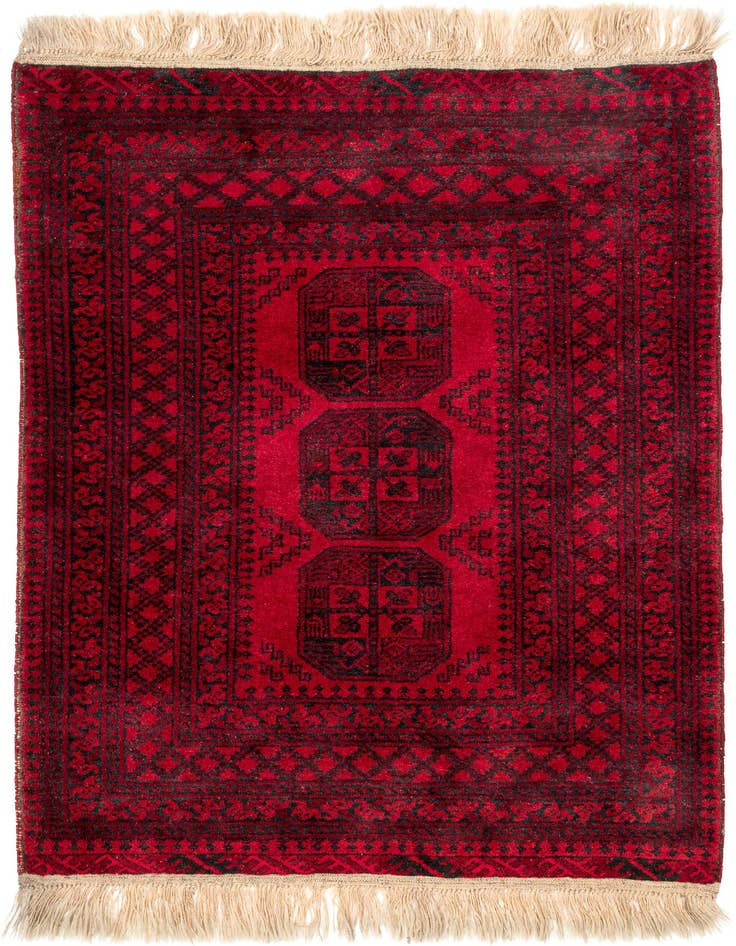 Detail image of 3' 5 x 4' 7 Hand Knotted Afghan Akhche Wool Rug