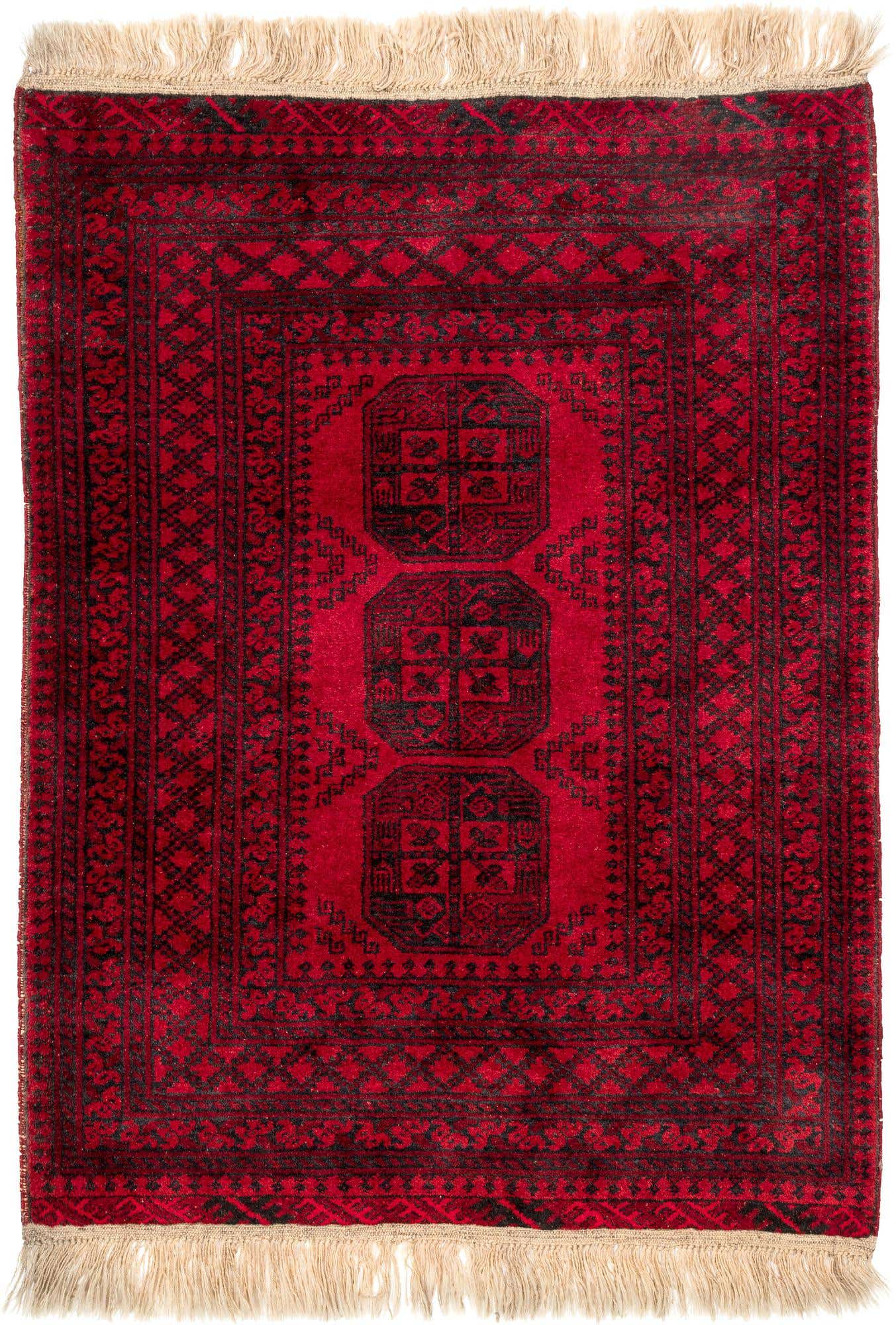 3' 5 x 4' 7 Hand Knotted Afghan Akhche Wool Rug