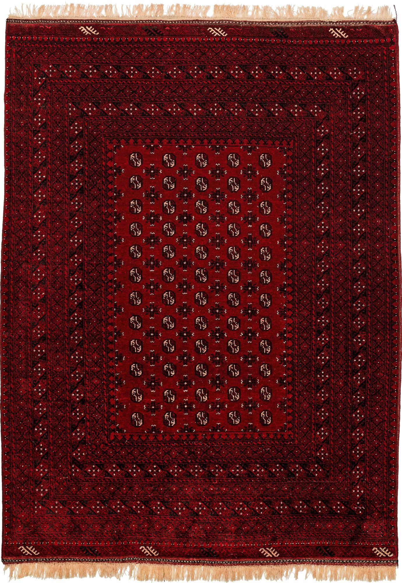 6' 9 x 8' 10 Hand Knotted Afghan Akhche Wool Rug