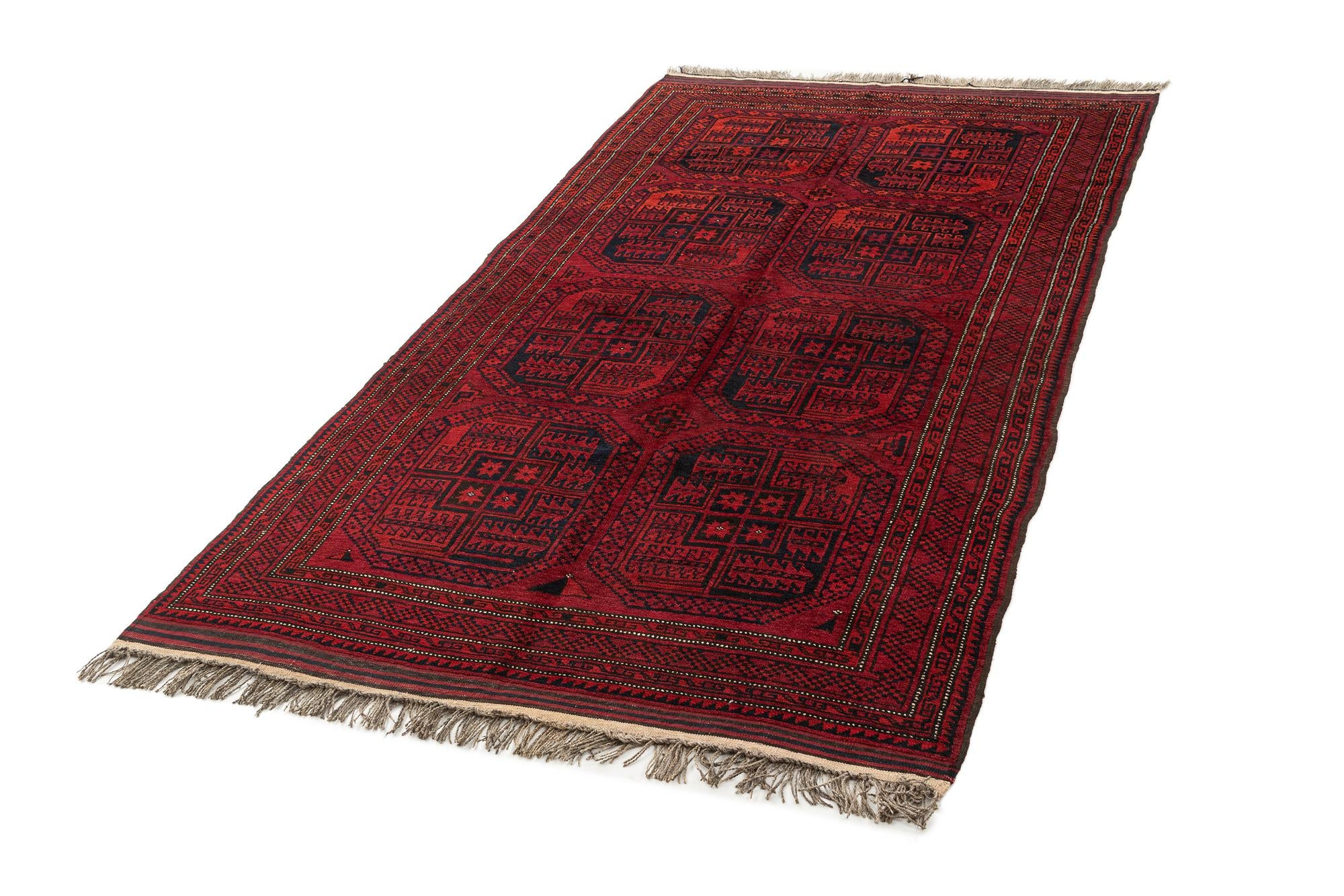 4' 10 x 9' 1 Afghan Akhche Wool Rug