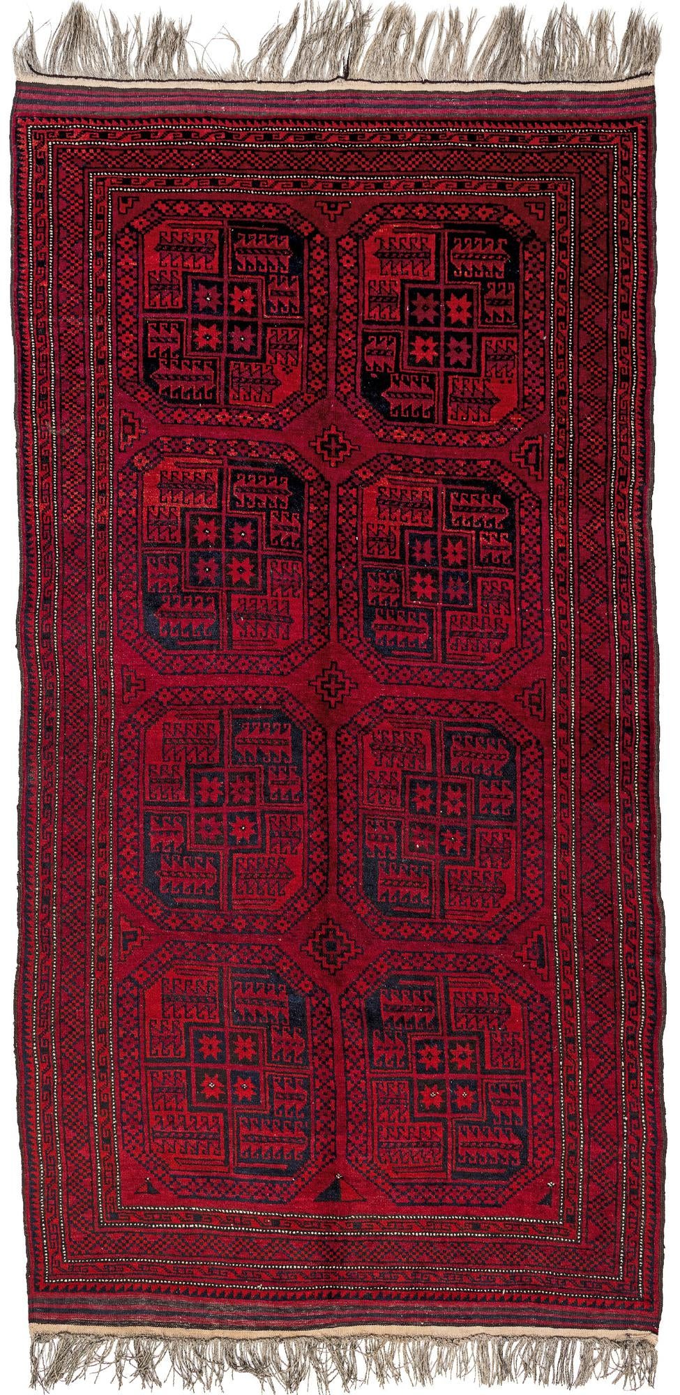 4' 10 x 9' 1 Afghan Akhche Wool Rug