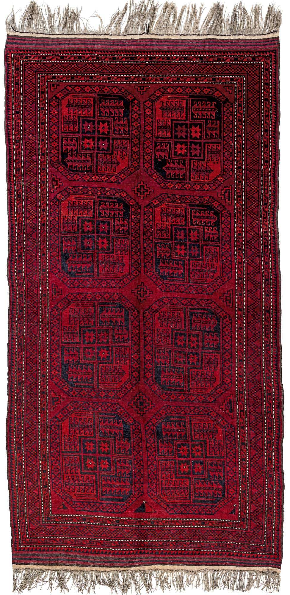 4' 10 x 9' 1 Afghan Akhche Wool Rug