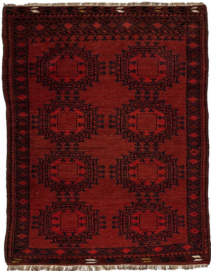 Detail image of 3' 6 x 6' 9 Hand Knotted Afghan Akhche Oriental Wool Rug