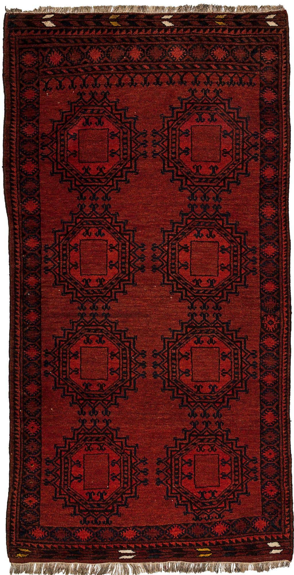 3' 6 x 6' 9 Hand Knotted Afghan Akhche Oriental Wool Rug
