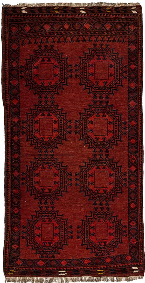 Detail image of 3' 6 x 6' 9 Hand Knotted Afghan Akhche Oriental Wool Rug