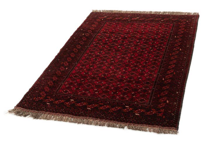 Detail image of 4' 2 x 6' 3 Hand Knotted Afghan Akhche Wool Rug