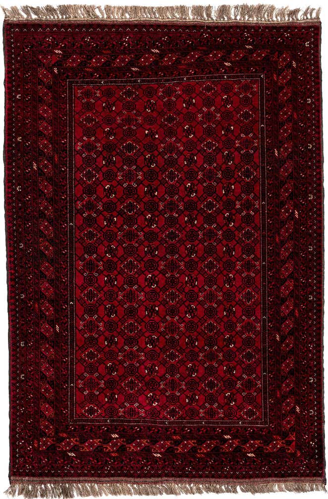 4' 2 x 6' 3 Hand Knotted Afghan Akhche Wool Rug