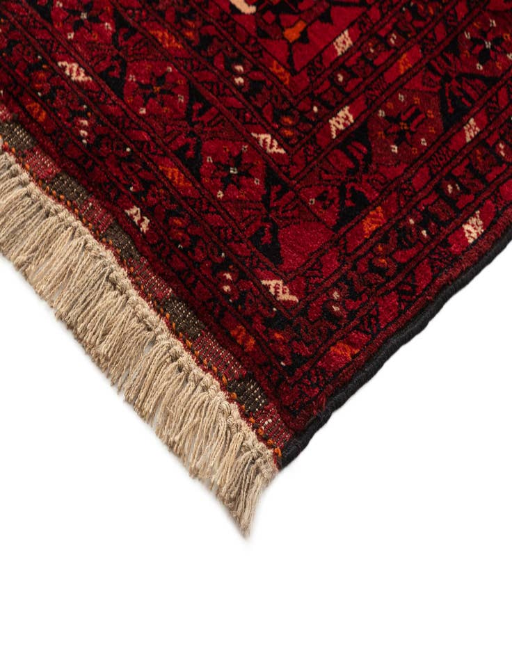 Detail image of 3' 8 x 7'  Hand Knotted Afghan Akhche Wool Rug