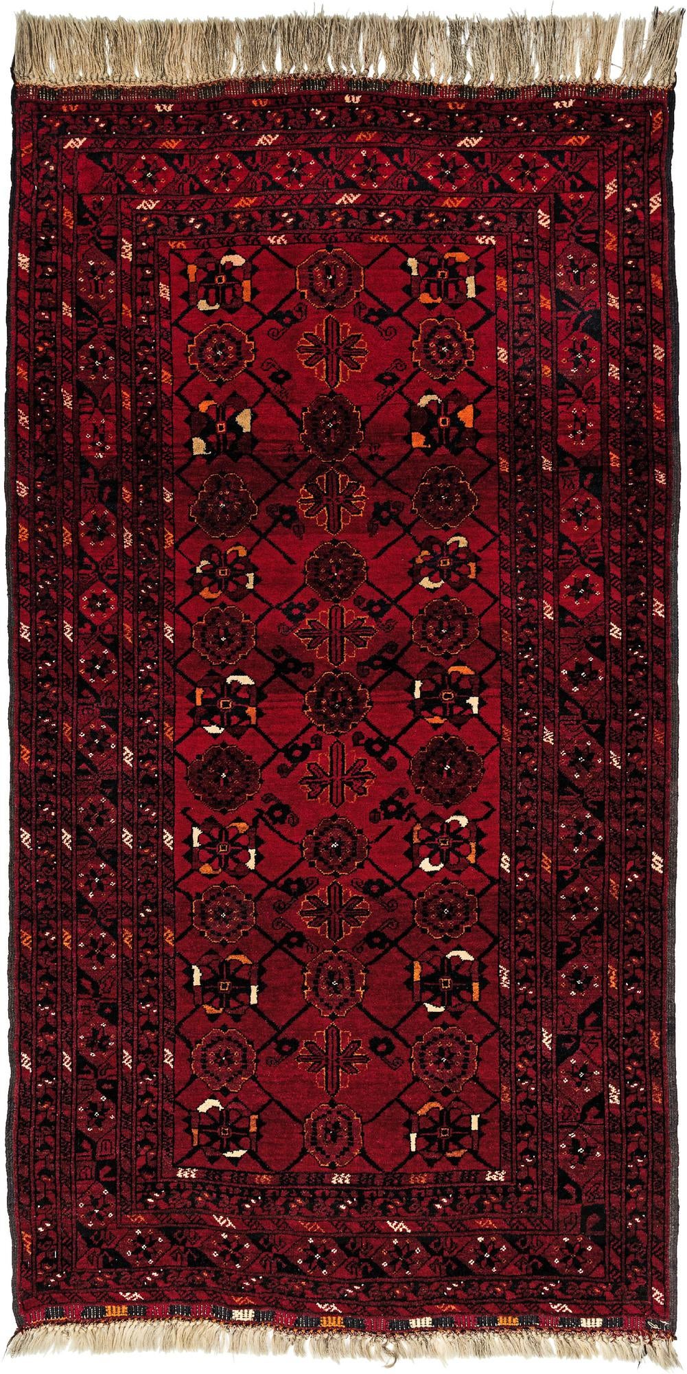 3' 8 x 7' Hand Knotted Afghan Akhche Wool Rug