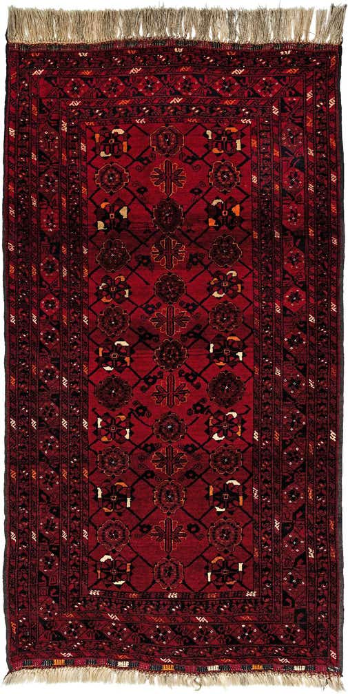 3' 8 x 7' Hand Knotted Afghan Akhche Wool Rug