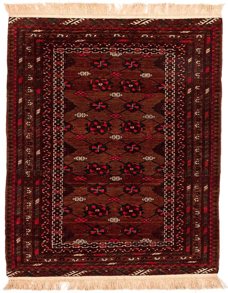 Detail image of 3' 5 x 6' 10 Hand Knotted Afghan Akhche Wool Rug