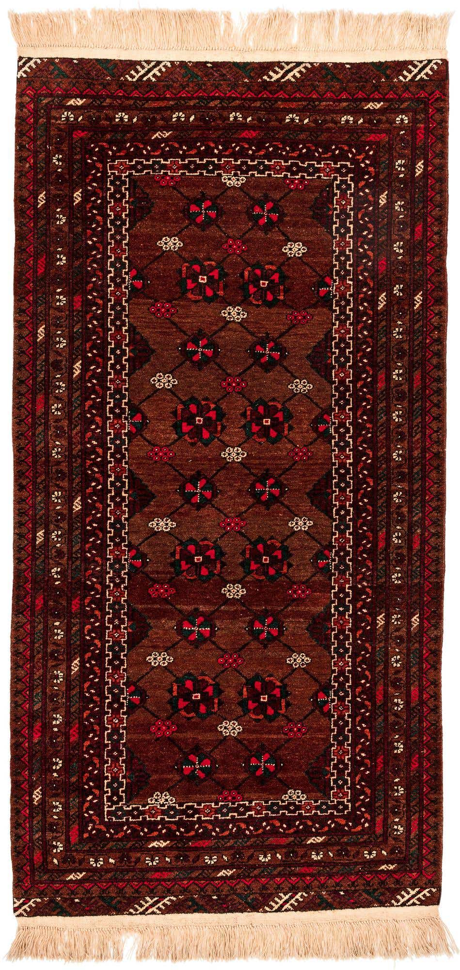 3' 5 x 6' 10 Hand Knotted Afghan Akhche Wool Rug