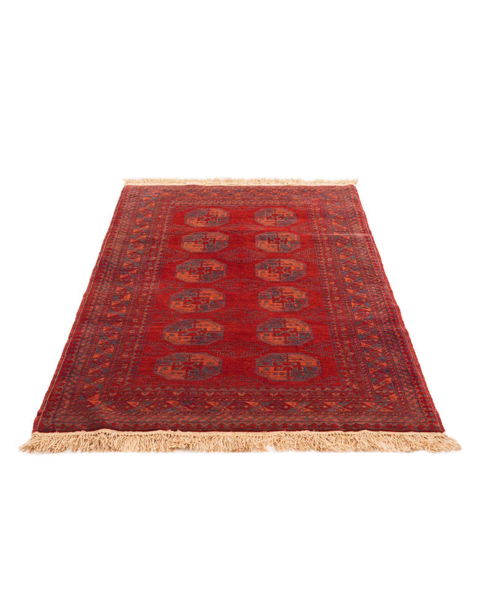 3' 5 x 6' 6 Hand Knotted Afghan Akhche Wool Rug