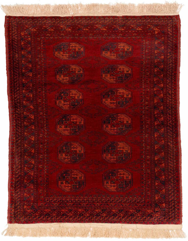 Detail image of 3' 5 x 6' 6 Hand Knotted Afghan Akhche Wool Rug
