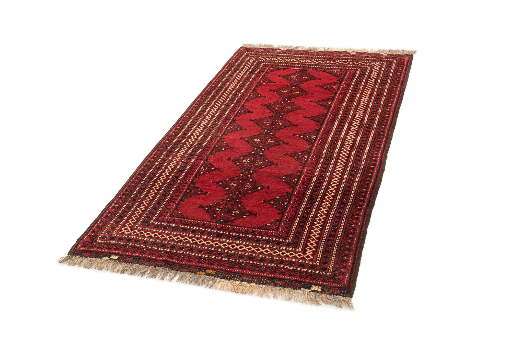 3' 10 x 6' 10 Hand Knotted Afghan Akhche Wool Rug