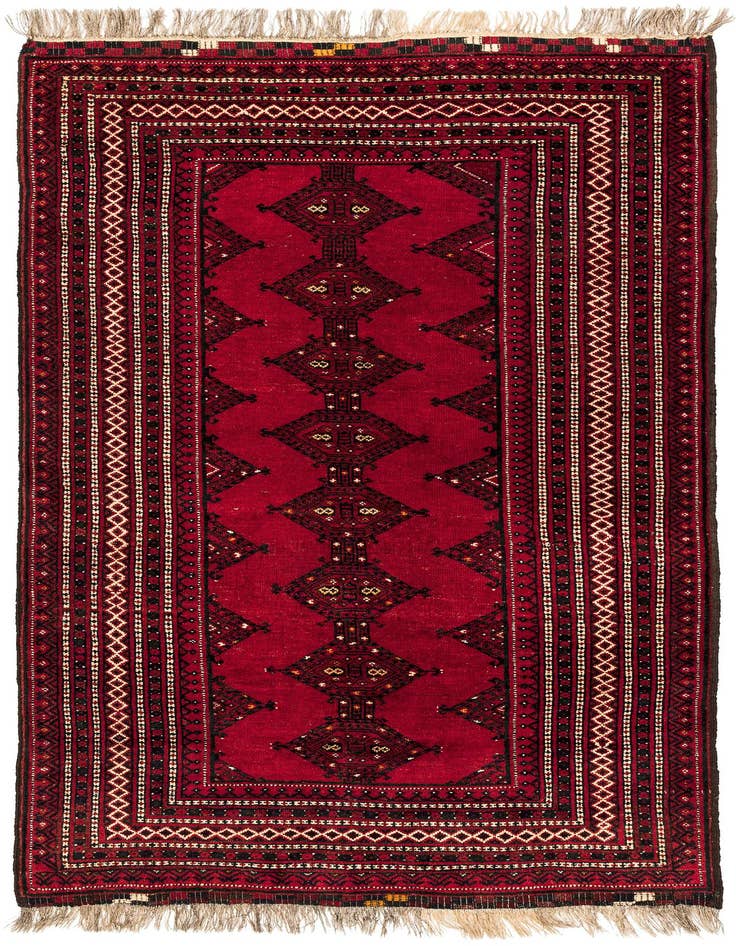 Detail image of 3' 10 x 6' 10 Hand Knotted Afghan Akhche Wool Rug