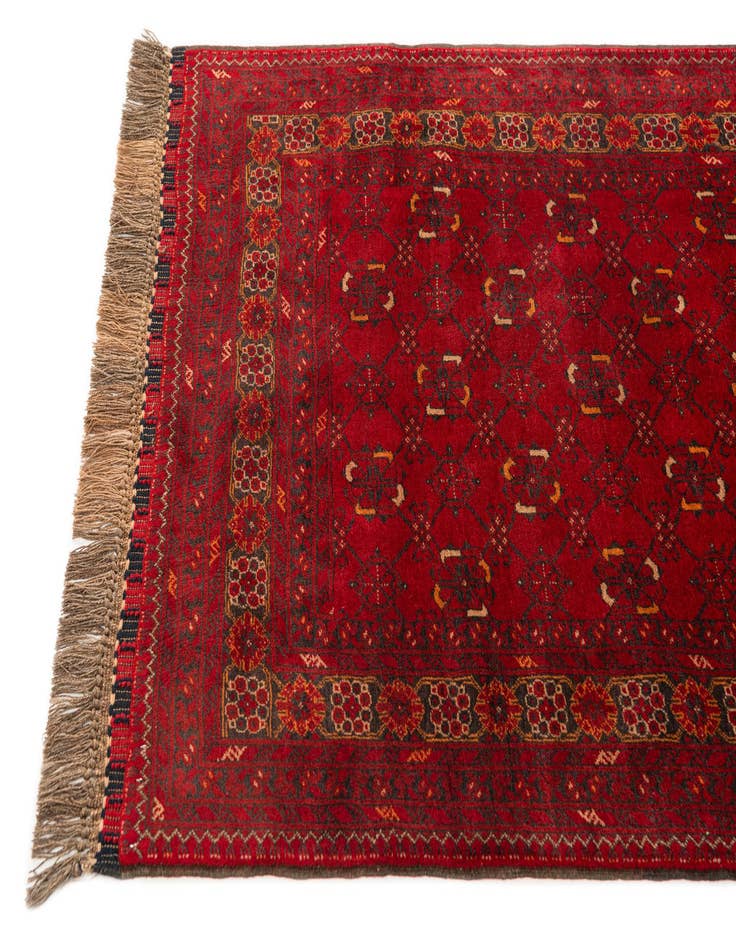 Detail image of 3' 2 x 6' 3 Hand Knotted Afghan Akhche Wool Rug