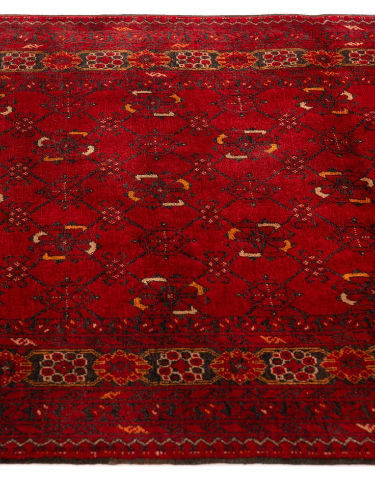 Detail image of 3' 2 x 6' 3  Hand Knotted Afghan Akhche Wool Rug