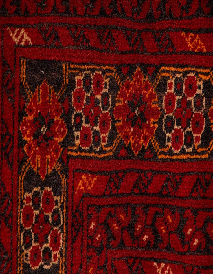Detail image of 3' 2 x 6' 3  Hand Knotted Afghan Akhche Wool Rug