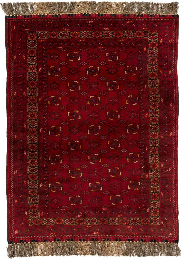 3' 2 x 6' 3 Hand Knotted Afghan Akhche Wool Rug