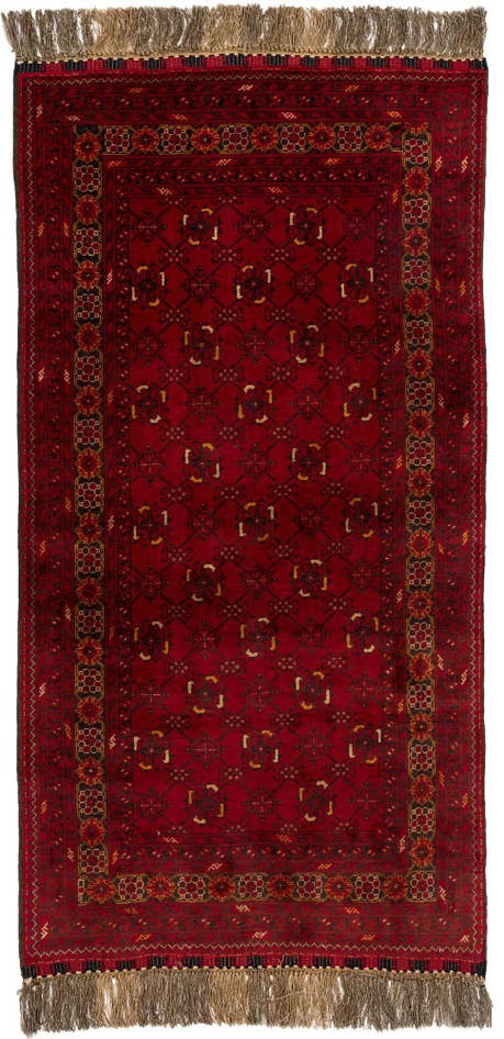 Detail image of 3' 2 x 6' 3 Hand Knotted Afghan Akhche Wool Rug
