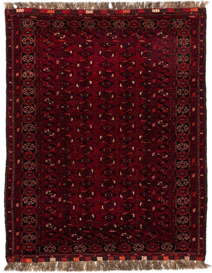 Detail image of 3' 5 x 6' 3 Hand Knotted Afghan Akhche Wool Rug
