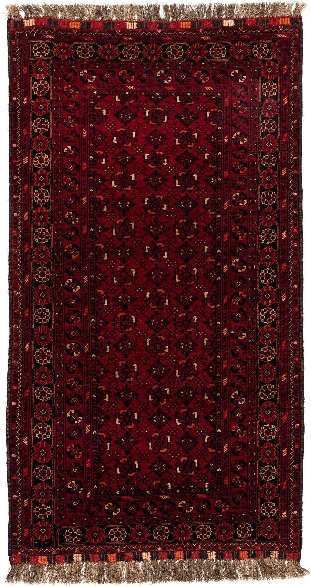3' 5 x 6' 3 Hand Knotted Afghan Akhche Wool Rug