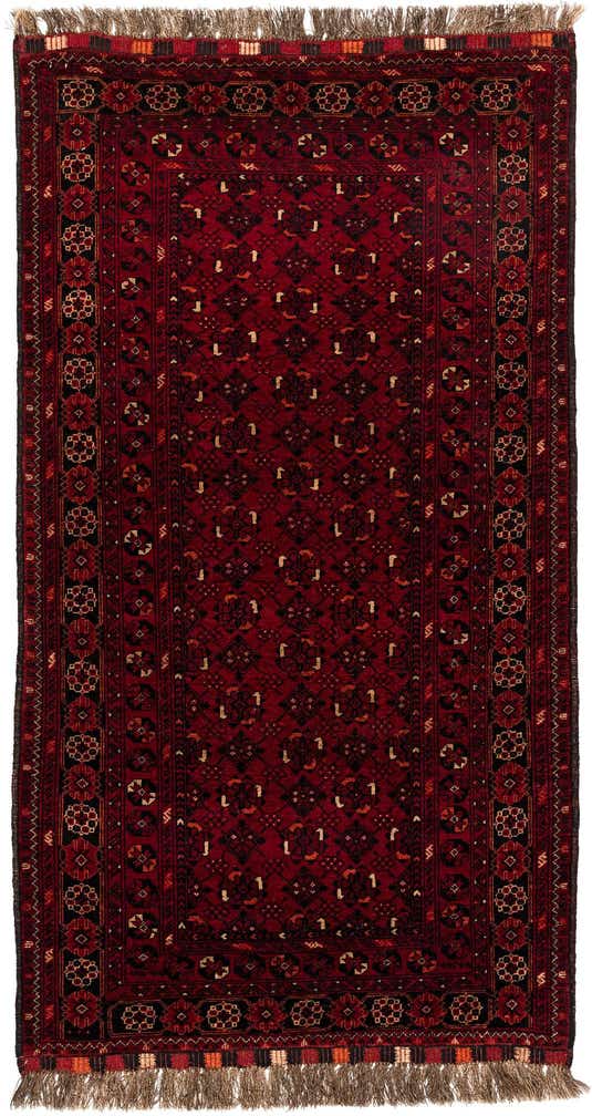 3' 5 x 6' 3 Hand Knotted Afghan Akhche Wool Rug