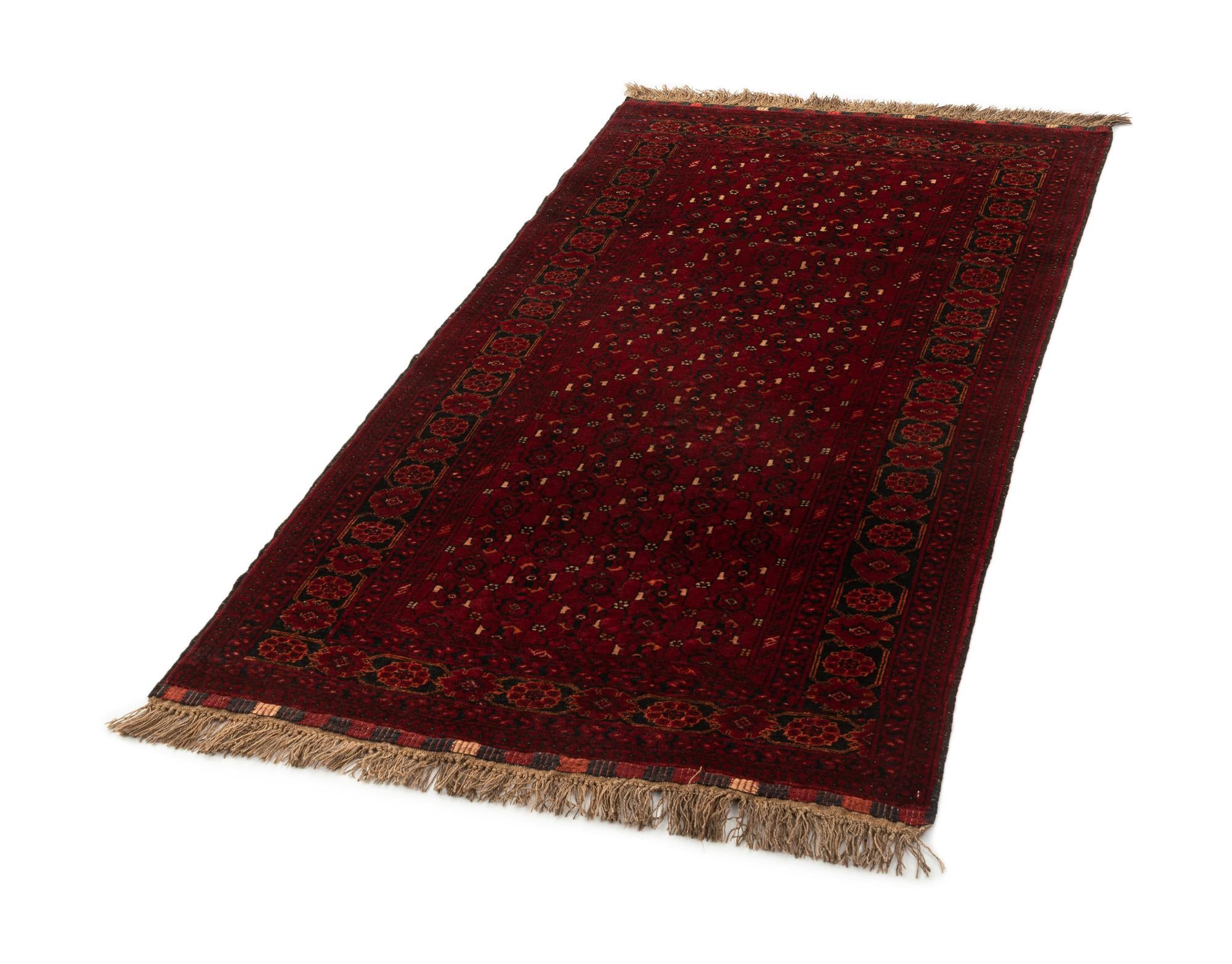 3' 5 x 6' 2 Hand Knotted Afghan Akhche Wool Rug