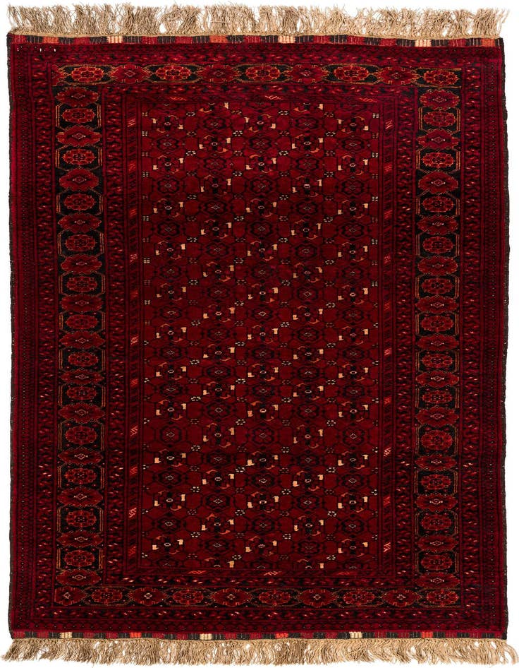 Detail image of 3' 5 x 6' 2 Hand Knotted Afghan Akhche Wool Rug